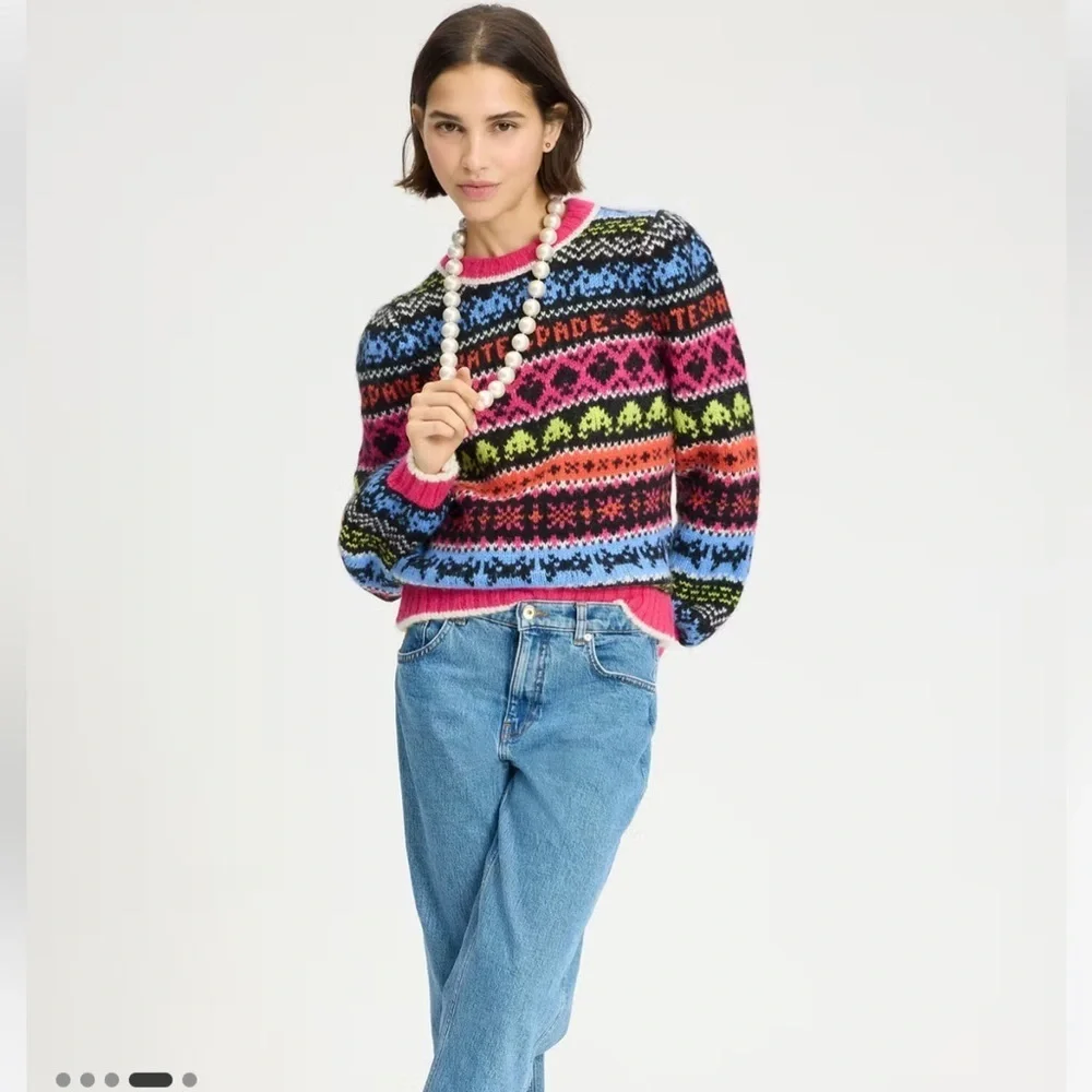 Space Invaders X Kate Spade Alpaca Fair Isle Sweater size Small